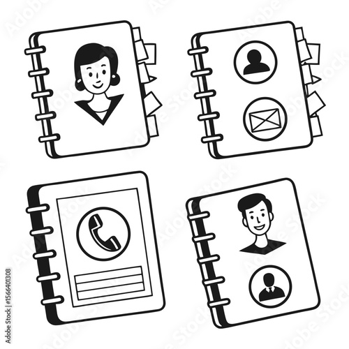 Contact book icons set