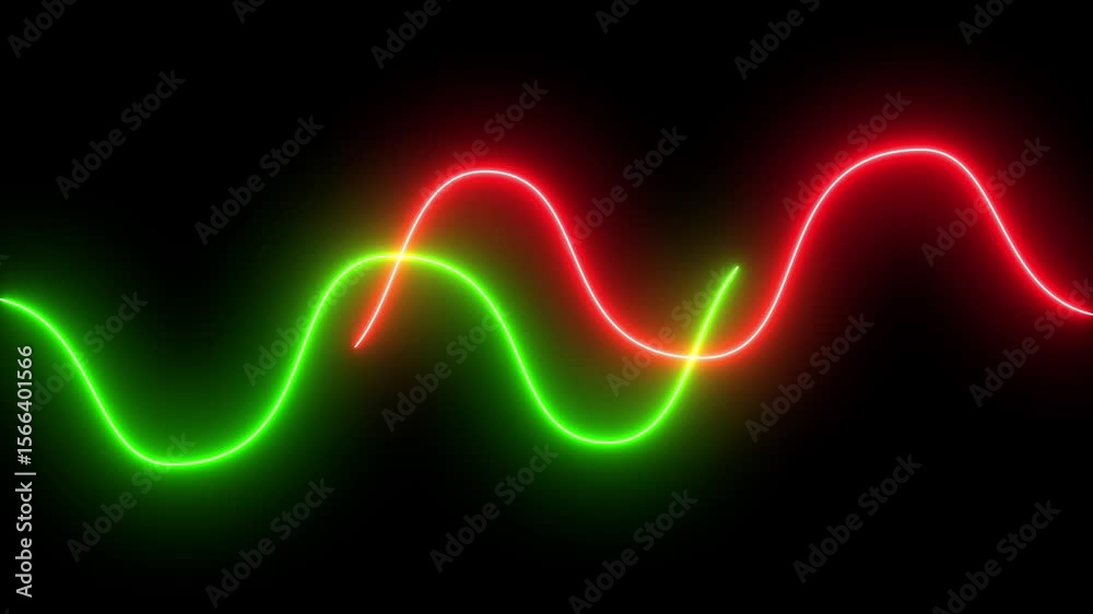 neon sign background. wavy tosca laser motion animation. on the black background.