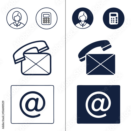 Contact icons set business