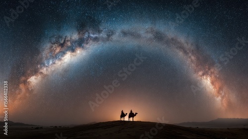 Desert Travelers Under a Starry Milky Way