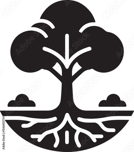 Minimal Tree Silhouette Vector – Clean Nature Icon for Eco Design