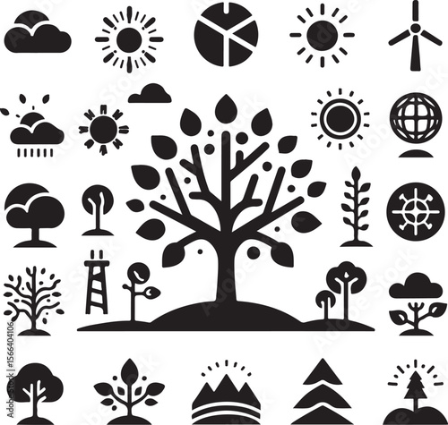 Minimal Tree Silhouette Vector – Clean Nature Icon for Eco Design