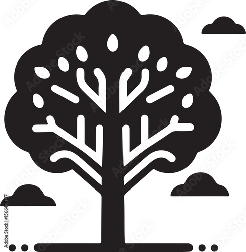 Minimal Tree Silhouette Vector – Clean Nature Icon for Eco Design