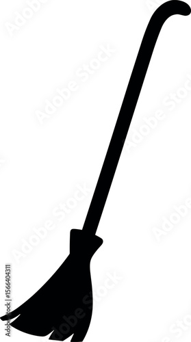 Witch Broomstick vector black silhouette design