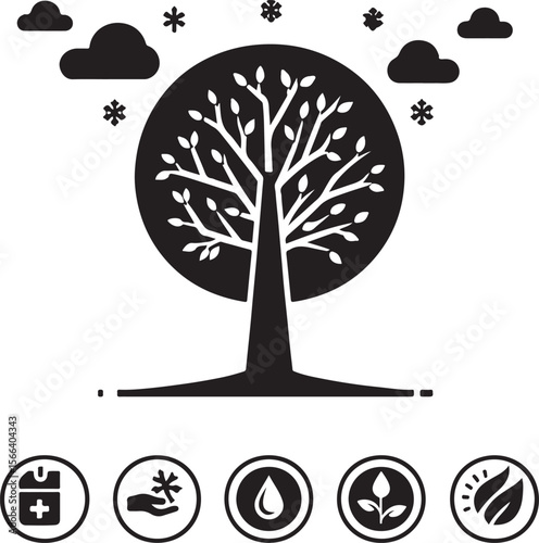 Minimal Tree Silhouette Vector – Clean Nature Icon for Eco Design