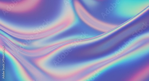 Abstract iridescent background with flowing, undulating waves of color