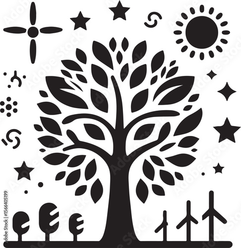 Minimal Tree Silhouette Vector – Clean Nature Icon for Eco Design