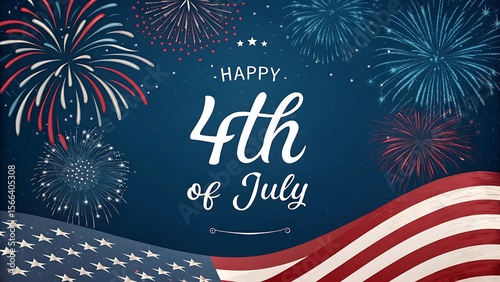 4th of July fireworks celebration with night sky and festive lights in Independence Day background