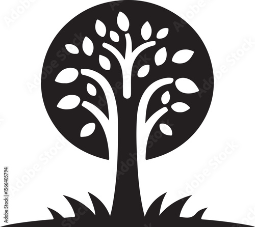 Minimal Tree Silhouette Vector – Clean Nature Icon for Eco Design