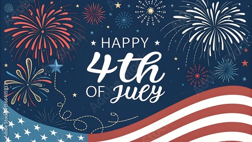 4th of July fireworks celebration with night sky and festive lights in Independence Day background