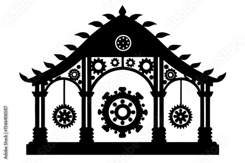 Steampunk Gear Temple Icon Vector
