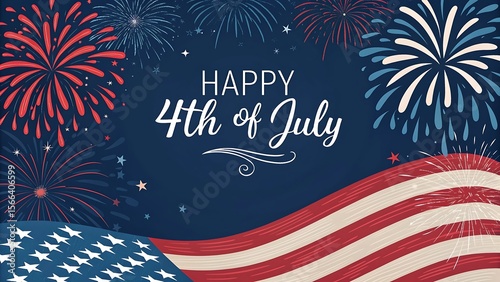 4th of July fireworks celebration with night sky and festive lights in Independence Day background