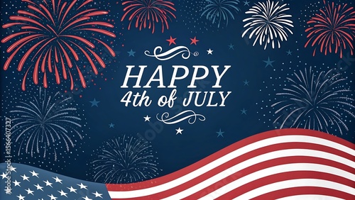 4th of July fireworks celebration with night sky and festive lights in Independence Day background