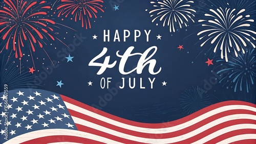 4th of July fireworks celebration with night sky and festive lights in Independence Day background