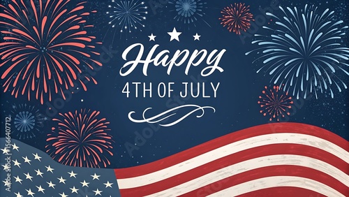 4th of July fireworks celebration with night sky and festive lights in Independence Day background