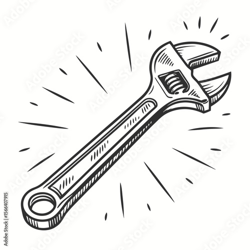 Adjustable wrench with radiating lines tool hand tool