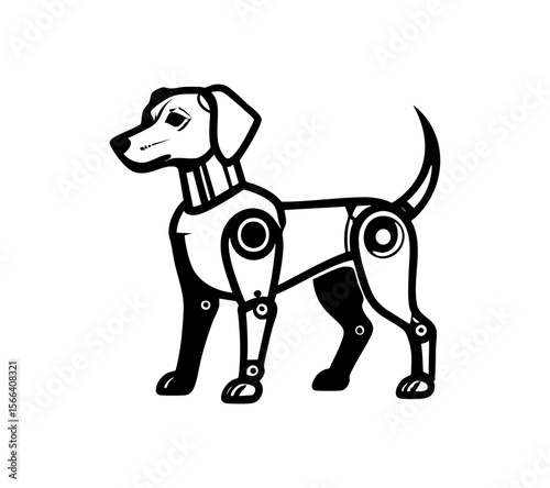 Black and white Cyborg Dog logo concept