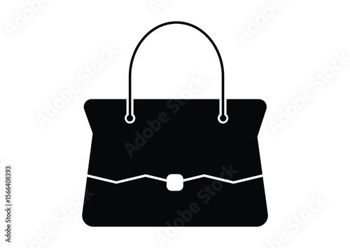 Women Hand Bag Flat Icon Vector. Elegant Woman's Handbag Icon vector isolated on white background.