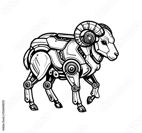 Black and white Cyborg Sheep logo