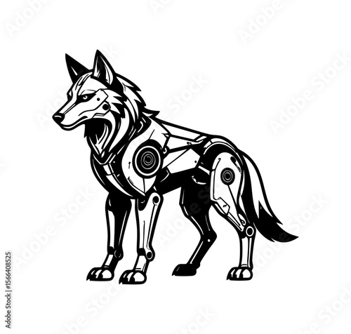 Black and white Cyborg Wolf logo