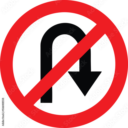 Free Download No U turn sign on white. American and Canadian style. U turn sign. Prohibition Sign U-turn. Left and Right direction. Road sign. Vector illustration - GFXLoad
