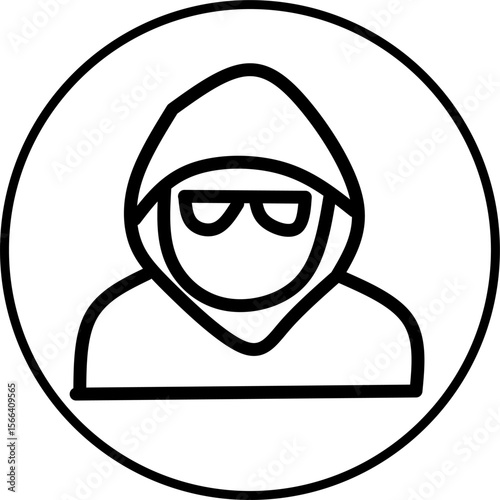 hacker line icon in circle. Digital security icon theme in circle
