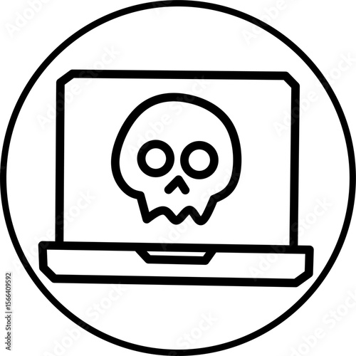 cyber attack line icon in circle. Digital security icon theme in circle