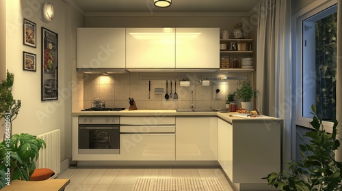compact small apartment kitchen