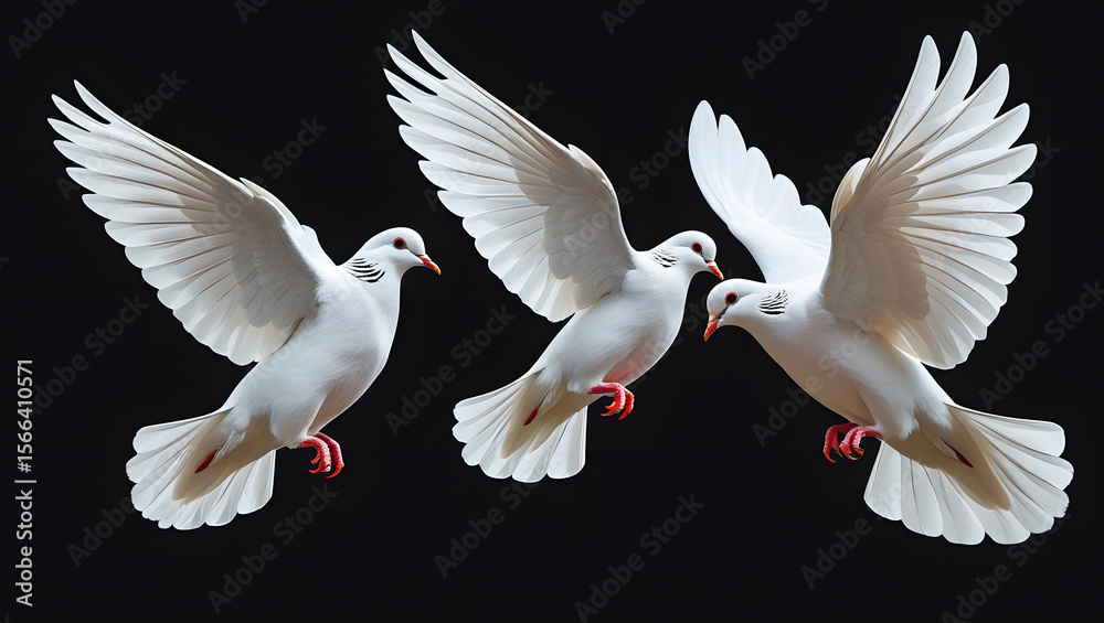 Obraz premium White dove flying in blue sky symbolizing peace and freedom