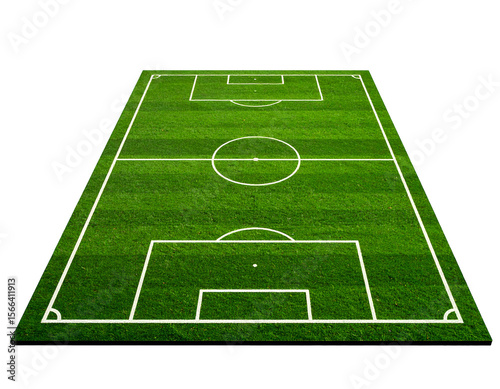A pristine soccer field showcases its vibrant green turf and precise white boundary markings.