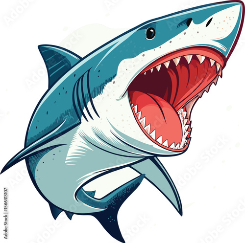 minimailst shark vector art illustration 
