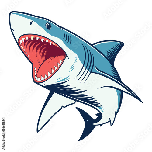 minimailst shark vector art illustration 