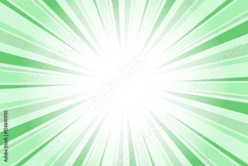Abstract green sunburst background. Sun rays backdrop. Radial green background with sun rays. Summer vector illustration.