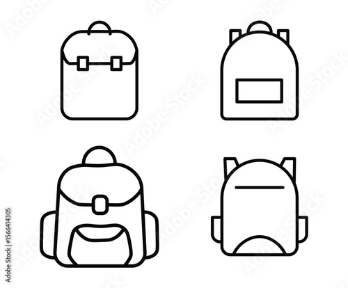 Backpack icon in thin line. Line and glyph school bag icon. Backpack vector
