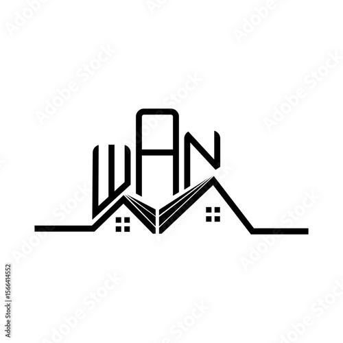 WAN Real State logo design, WAN simple and modern logo. WAN luxurious alphabet design