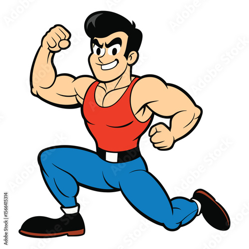 Cartoon Bodybuilder in Action