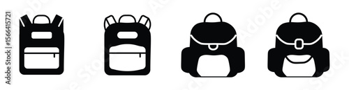 Backpack icon set. Backpack isolated and black solid icons. Backpack glyph icon. Backpack collection on white background
