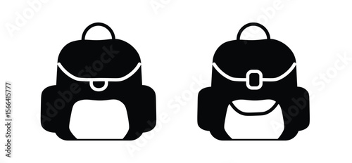 Backpack icon set. Backpack isolated and black solid icons. Backpack glyph icon. Backpack collection on white background
