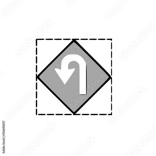Left side  U- Turn sign vector icon.