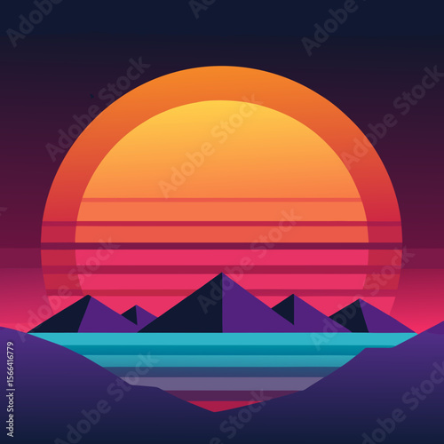 gradient-sunset-sky--simplified-vector-shapes