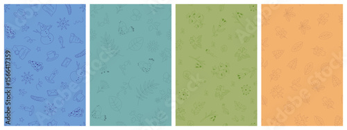 Seamless patterns representing the essence of spring, summer, autumn, and winter in unique designs