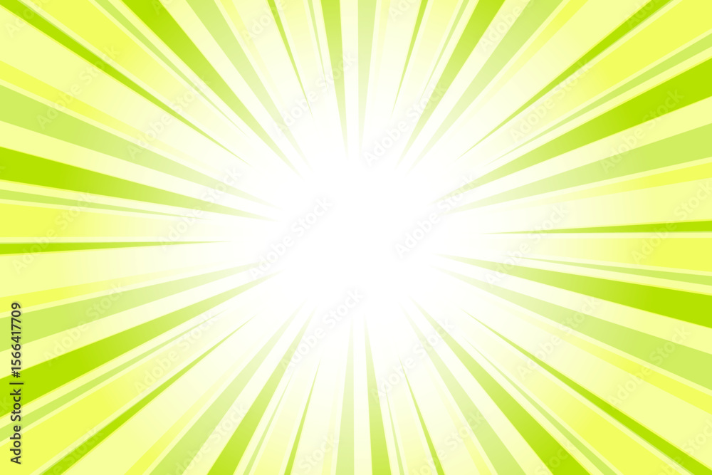 Obraz premium Abstract green sunburst background. Sun rays backdrop. Radial green background with sun rays. Summer vector illustration.