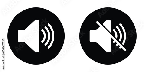 Sound on off icons vector. Sound volume and mute icon. Volume allow and volume prohibit icon set. Sound and Mute icon set. Volume icon set. Vector illustration, EPS 10