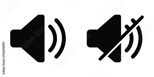 Sound on off icons vector. Sound volume and mute icon. Volume allow and volume prohibit icon set. Sound and Mute icon set. Volume icon set. Vector illustration, EPS 10