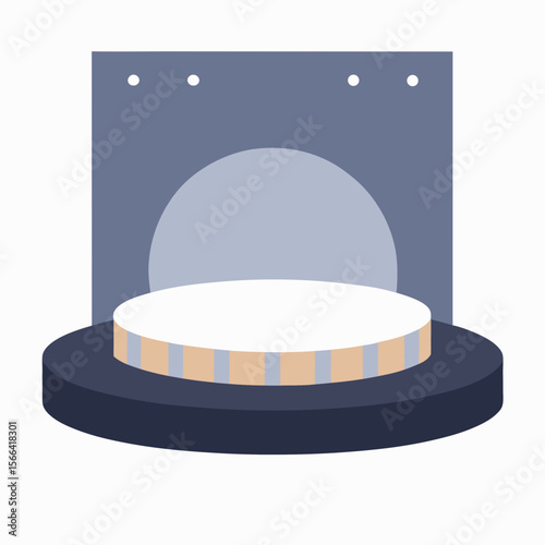 Modern minimalist stage podium with spotlight background and geometric shapes