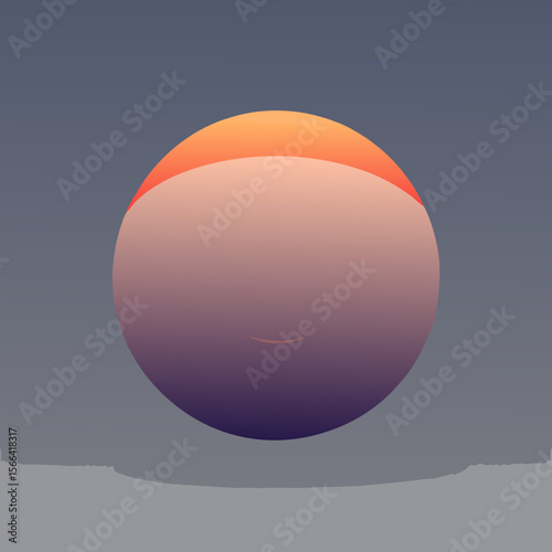 Abstract gradient sphere with orange top against a muted blue and grey background