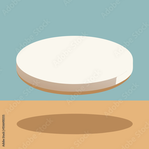 Minimalist isometric podium or platform floating above a surface with shadow