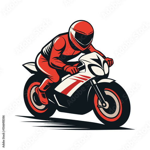 biker on motorcycle doing race icon isolated on white background