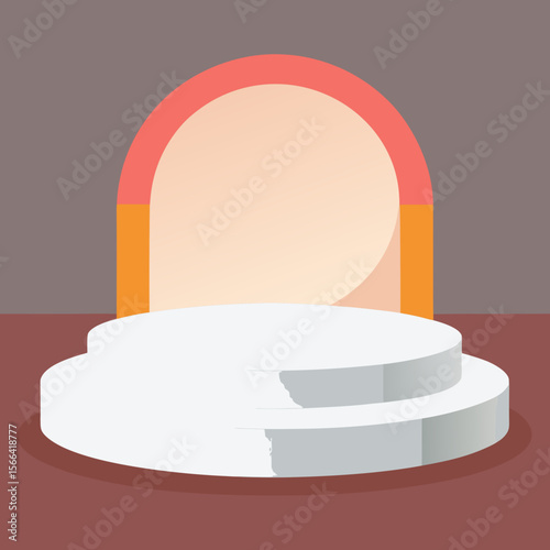 Modern minimalist stage with layered circular platform and arched backdrop