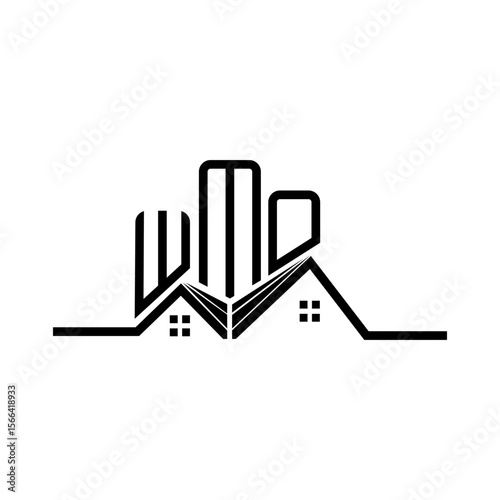 WMO Real State logo design, WMO simple and modern logo. WMO luxurious alphabet design